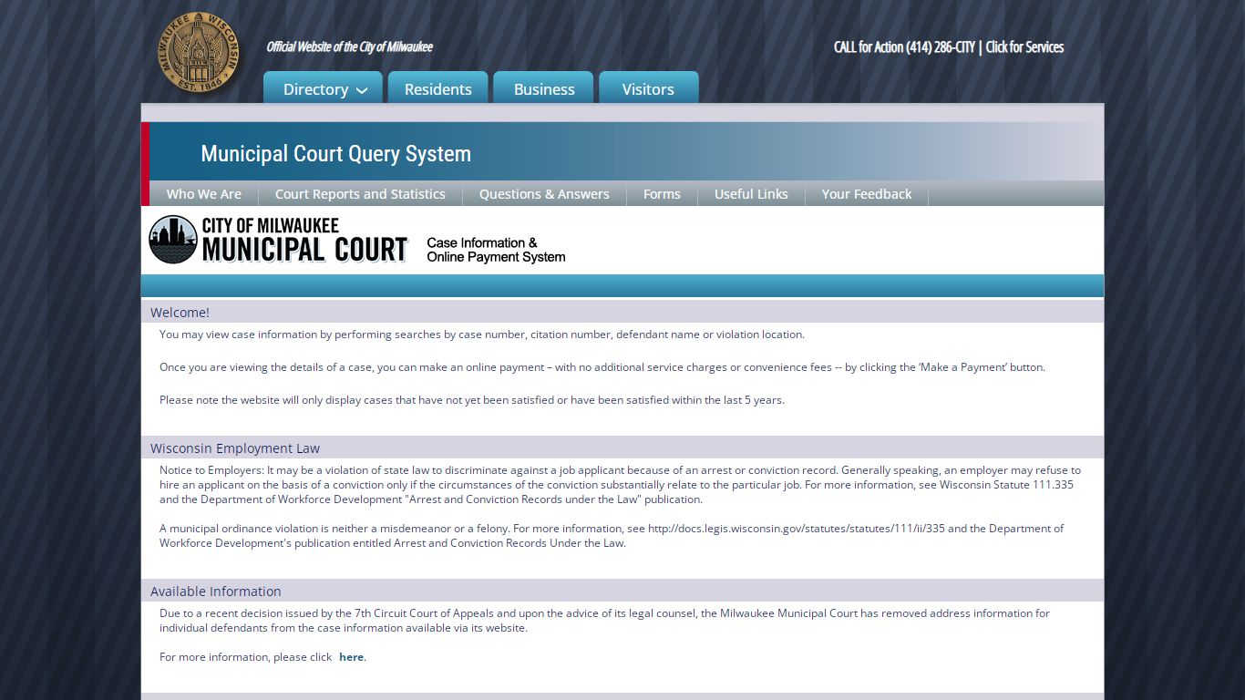Milwaukee Municipal Court - Case Information and Online Payment System